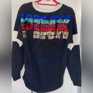 PINK Black Sequin Sweatshirt